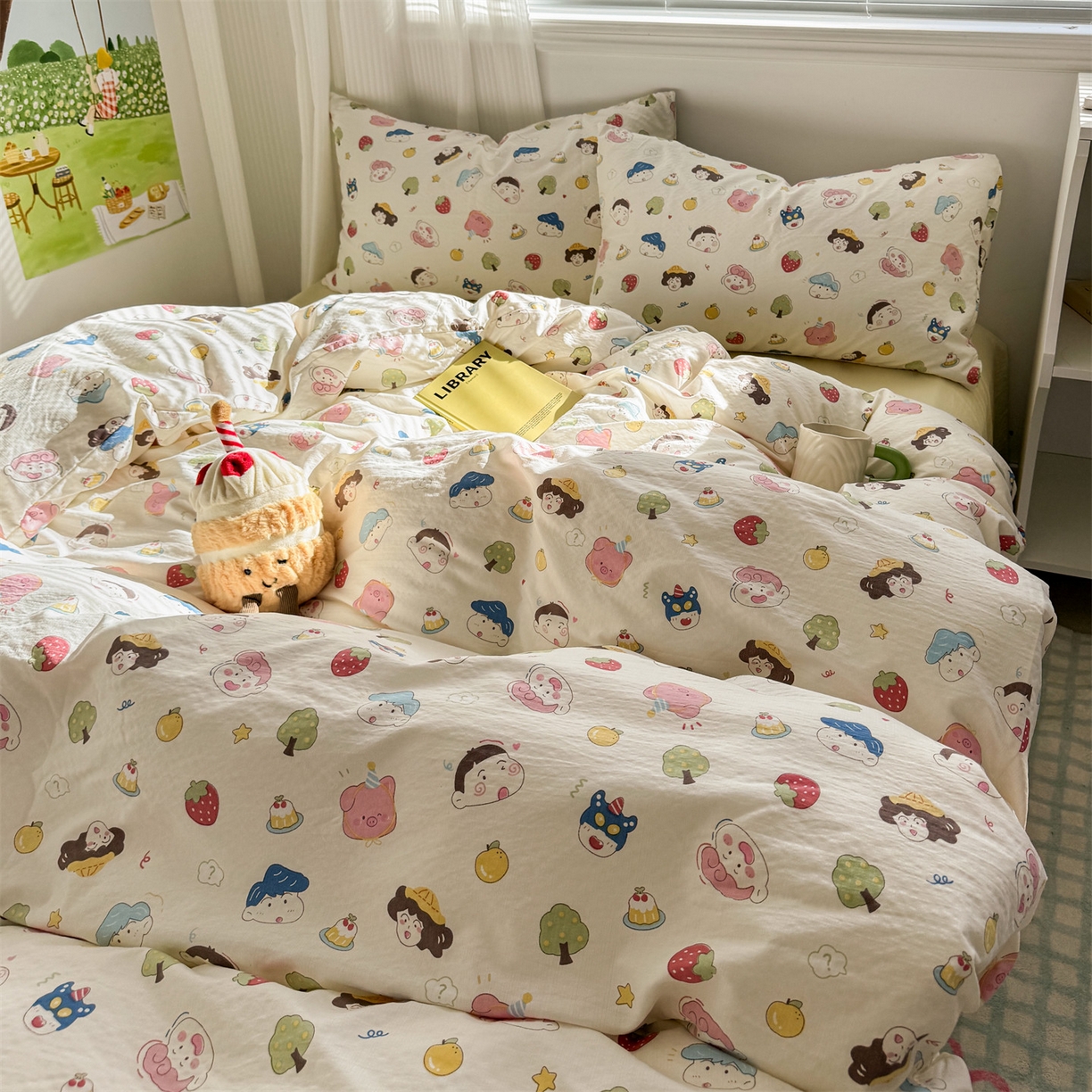 91家纺网 家纺一手货源 找家纺 多品家纺 2025新款超柔云感双层纱四件套 魔法新新