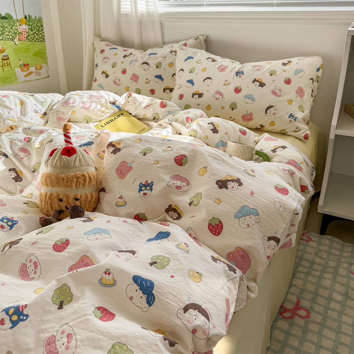 91家纺网 家纺一手货源 找家纺 多品家纺 2025新款超柔云感双层纱四件套 魔法新新