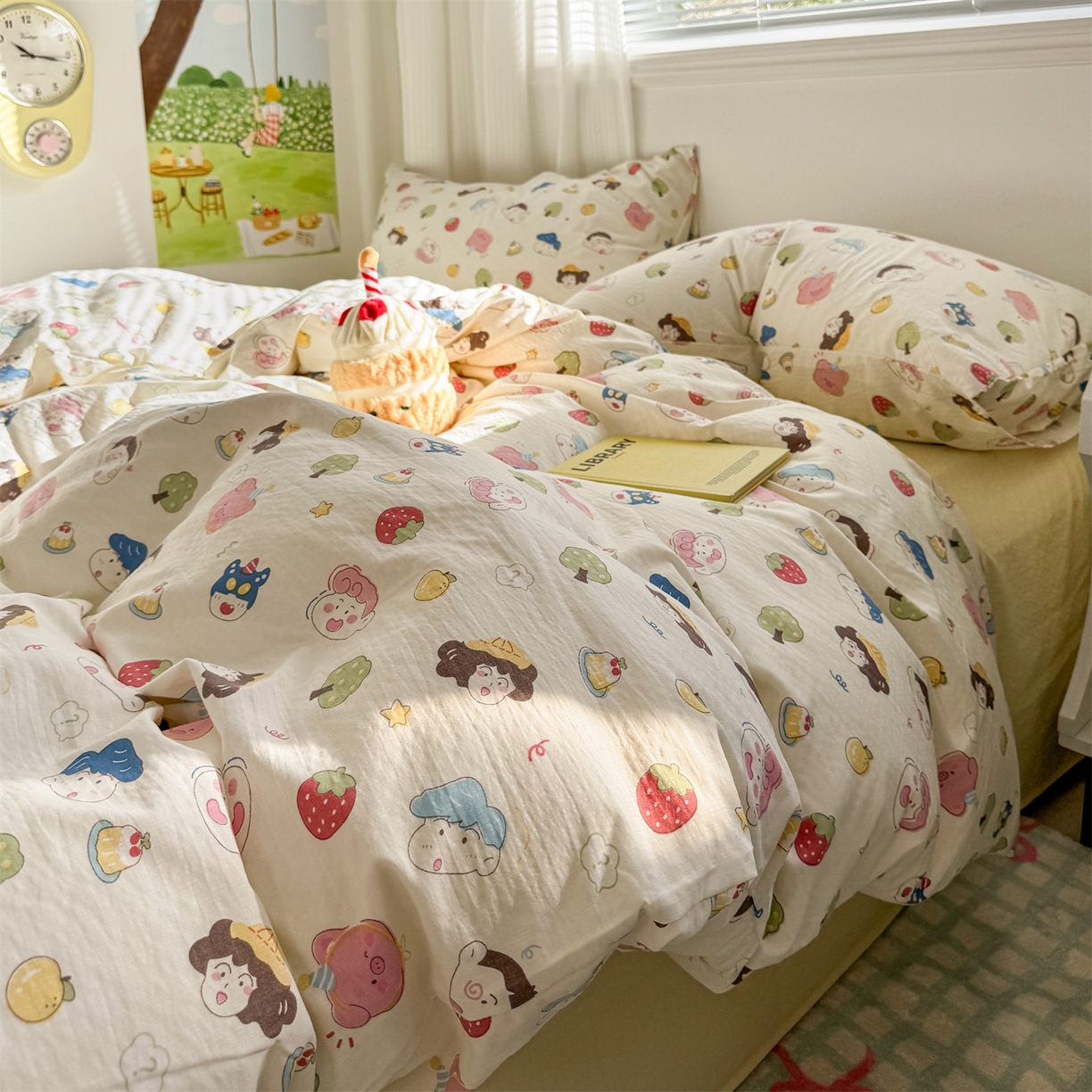 91家纺网 家纺一手货源 找家纺 多品家纺 2025新款超柔云感双层纱四件套 魔法新新