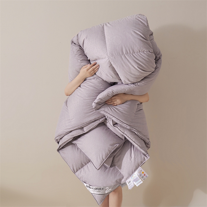 91家纺网 家纺一手货源 找家纺 四川牛皮席 2025新款德芙柔羽绒被 被子被芯 紫罗兰