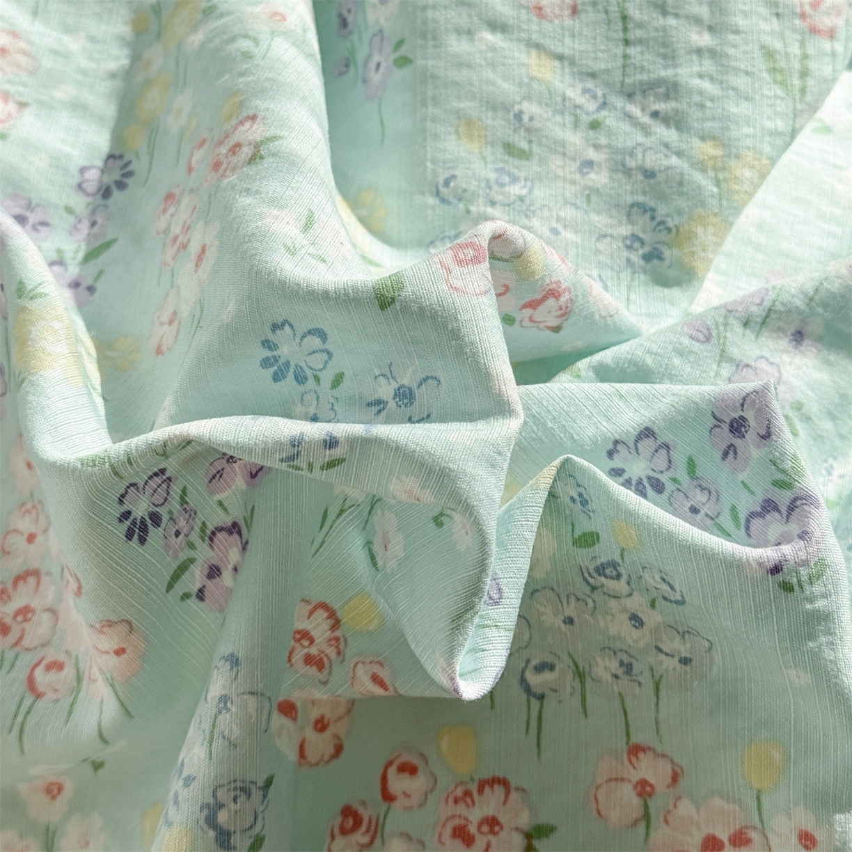 91家纺网 家纺一手货源 找家纺 多品家纺 2025新款超柔云感双层纱四件套 清荷