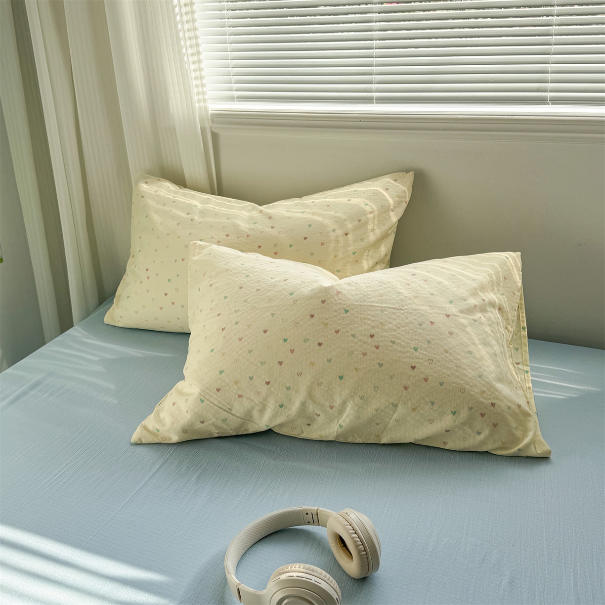 91家纺网 家纺一手货源 找家纺 多品家纺 2025新款超柔云感双层纱四件套 心动