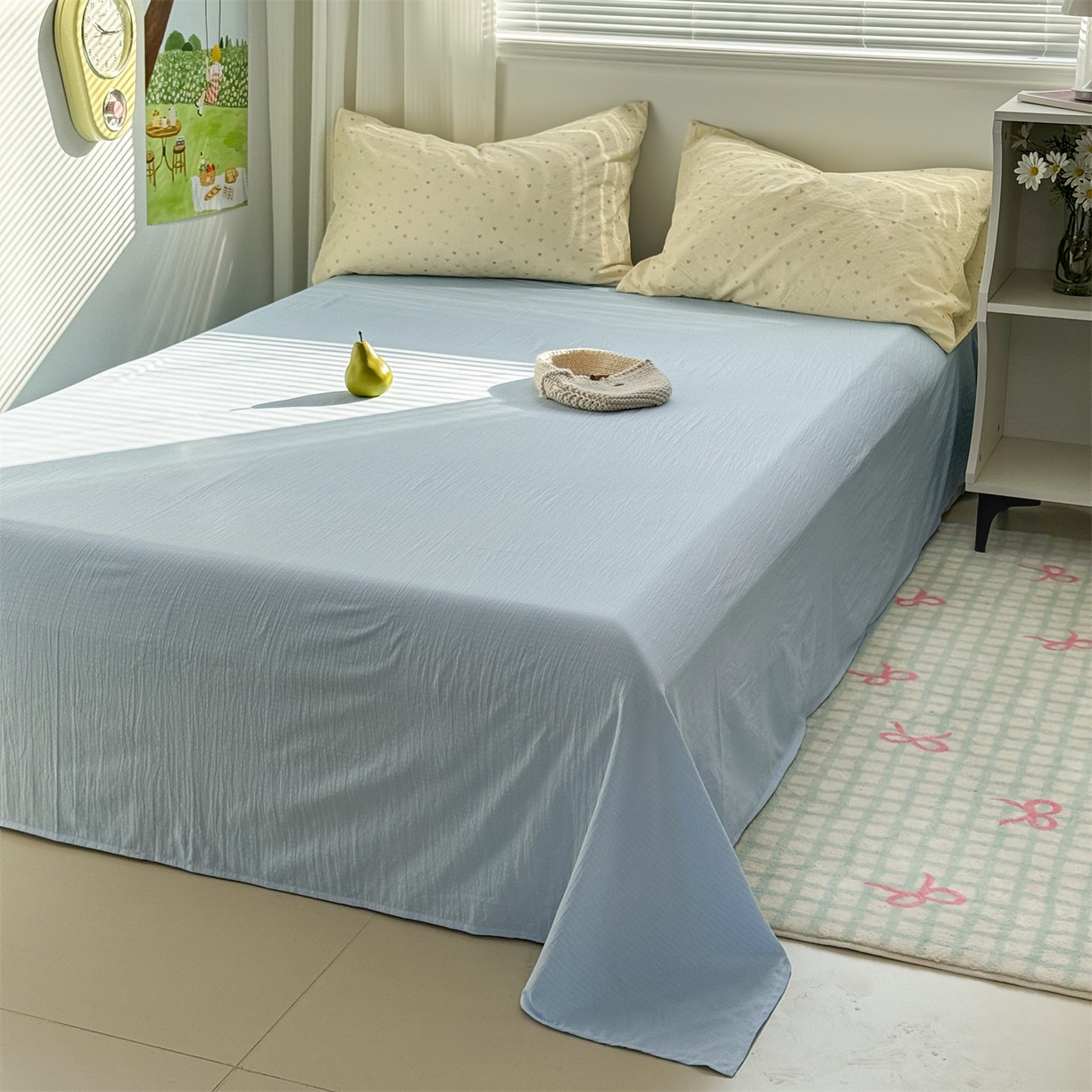 91家纺网 家纺一手货源 找家纺 多品家纺 2025新款超柔云感双层纱四件套 心动