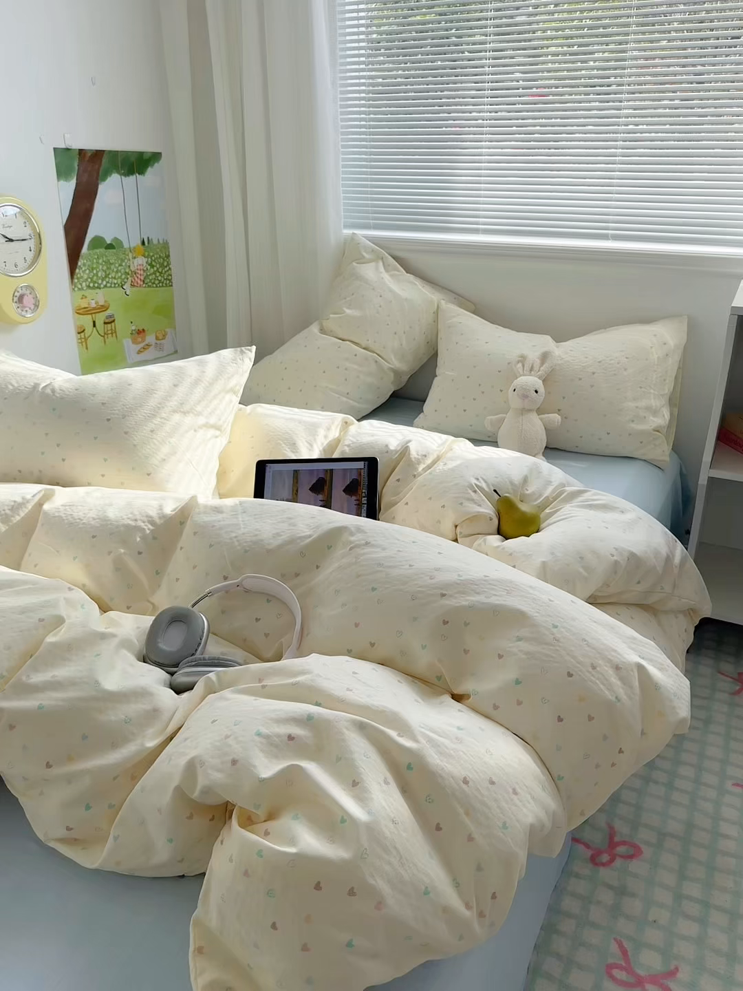 91家纺网 家纺一手货源 找家纺 多品家纺 2025新款超柔云感双层纱四件套 心动