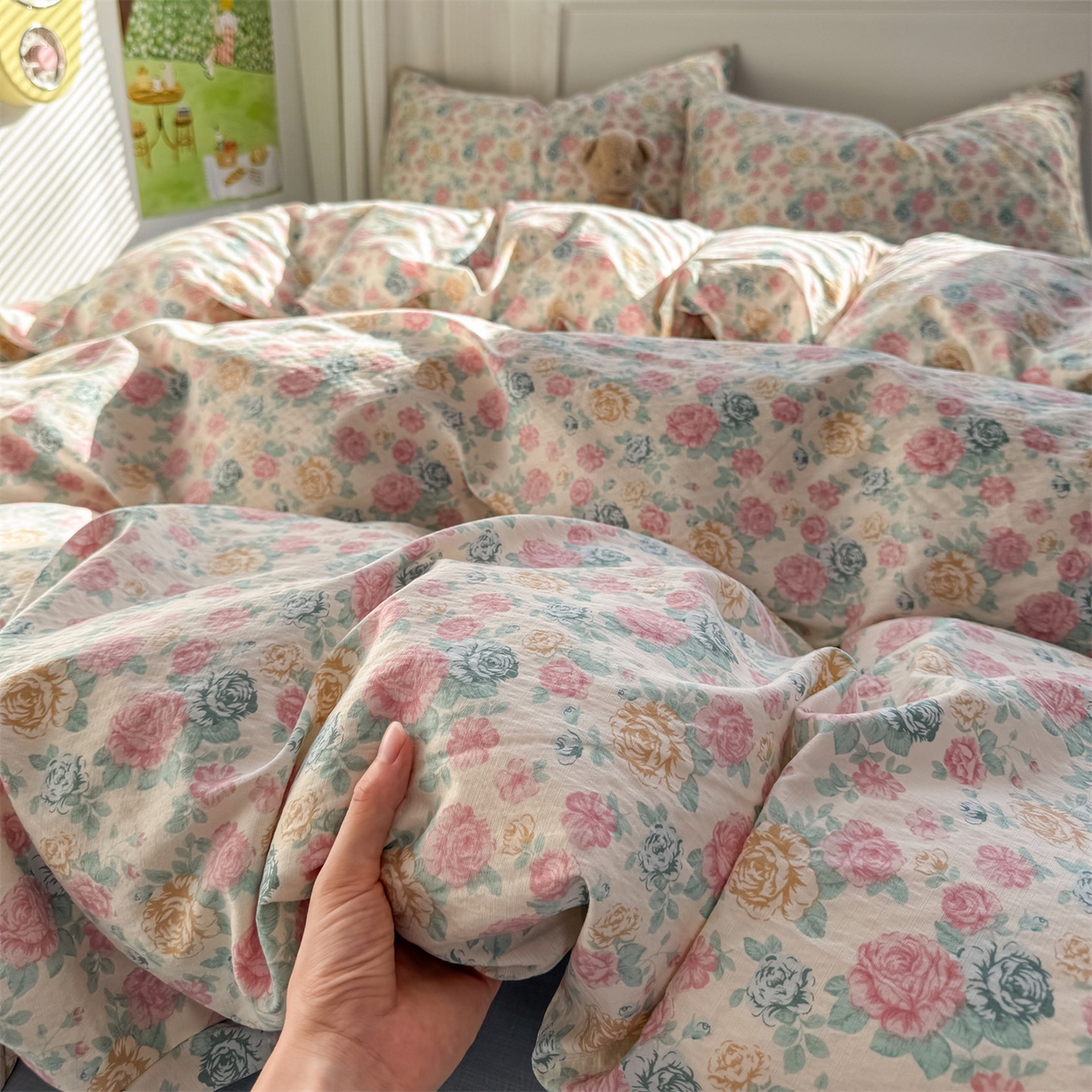 91家纺网 家纺一手货源 找家纺 多品家纺 2025新款超柔云感双层纱四件套 幽香