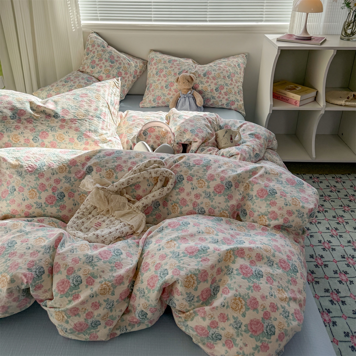 91家纺网 家纺一手货源 找家纺 多品家纺 2025新款超柔云感双层纱四件套 幽香