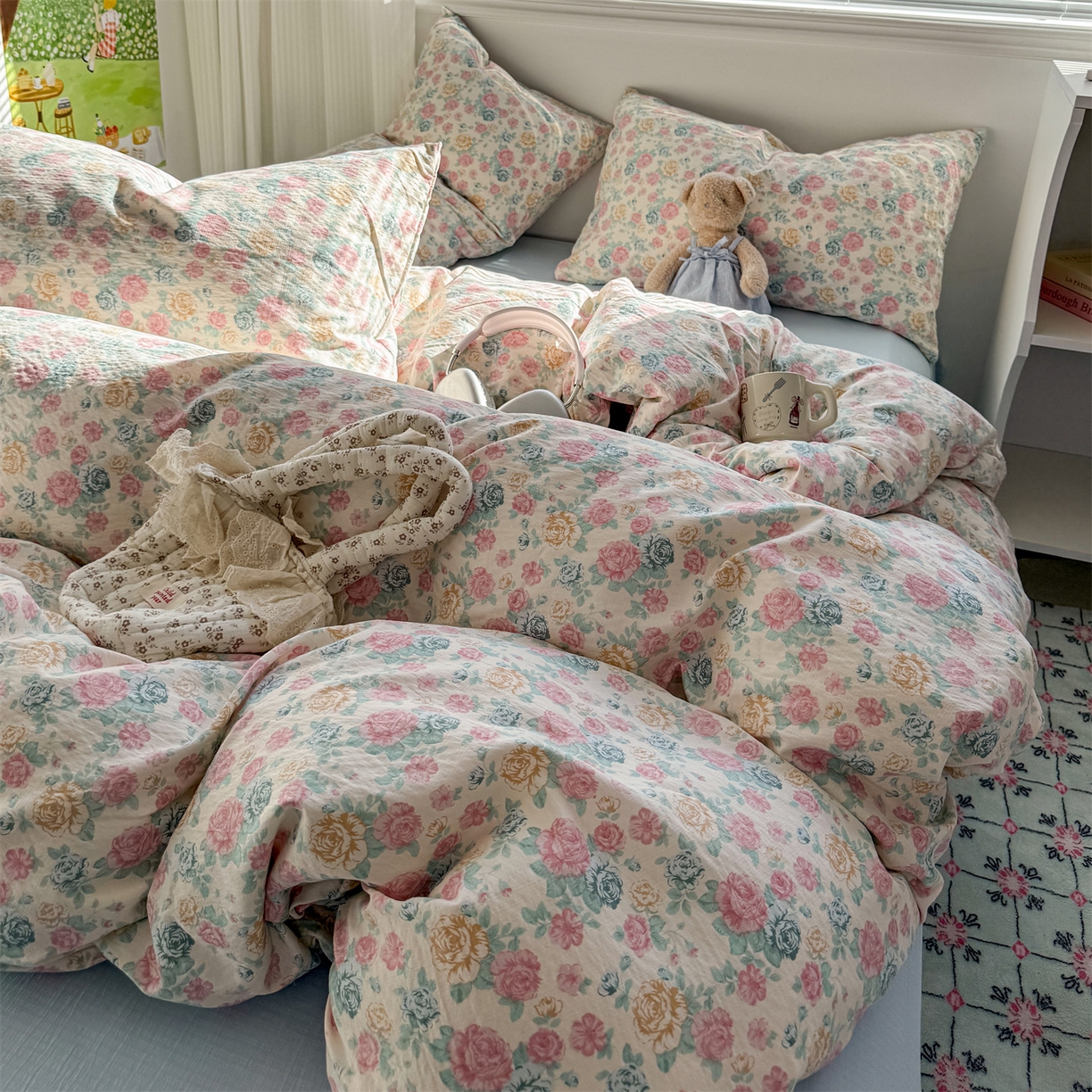 91家纺网 家纺一手货源 找家纺 多品家纺 2025新款超柔云感双层纱四件套 幽香