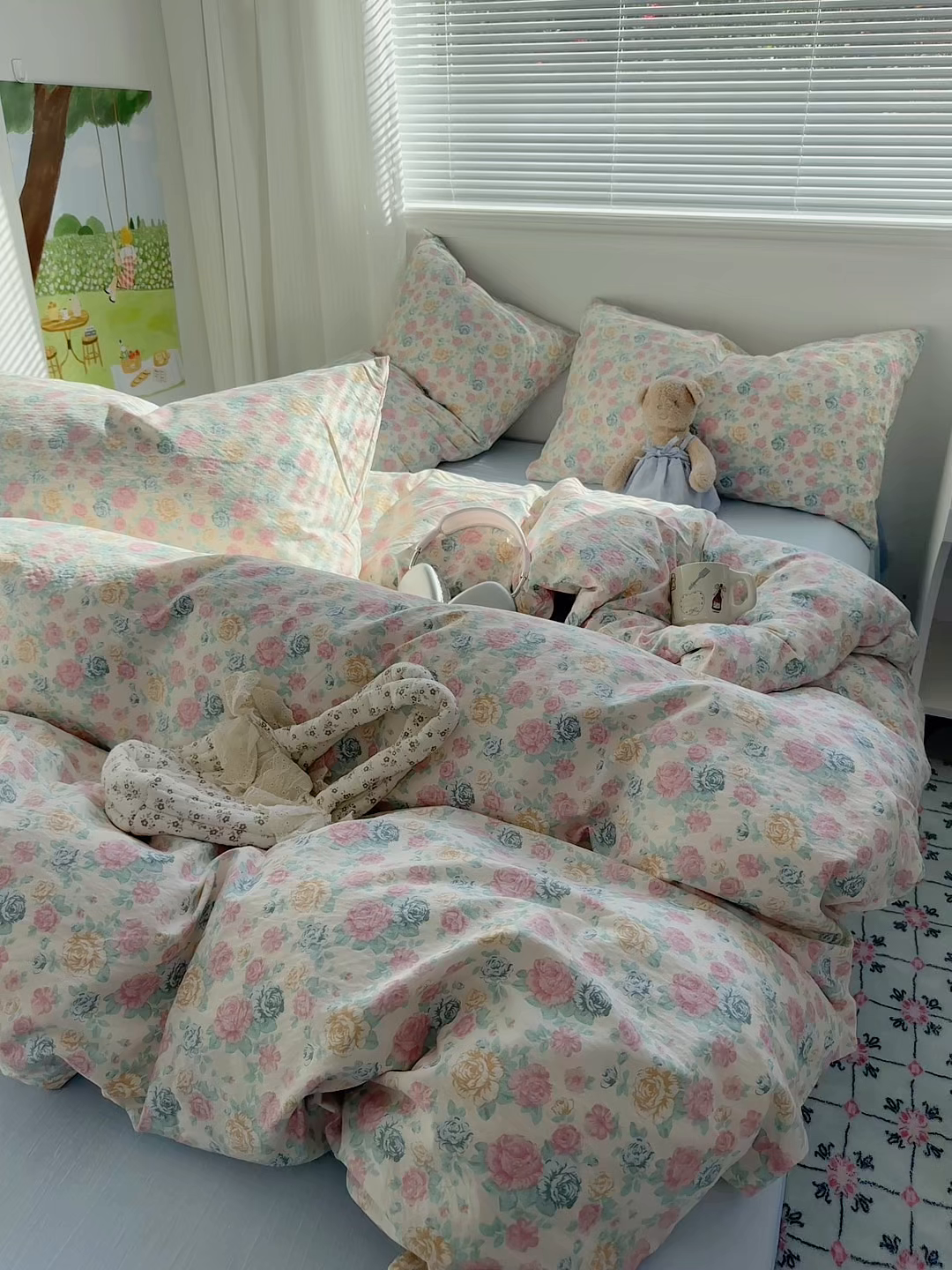 91家纺网 家纺一手货源 找家纺 多品家纺 2025新款超柔云感双层纱四件套 幽香