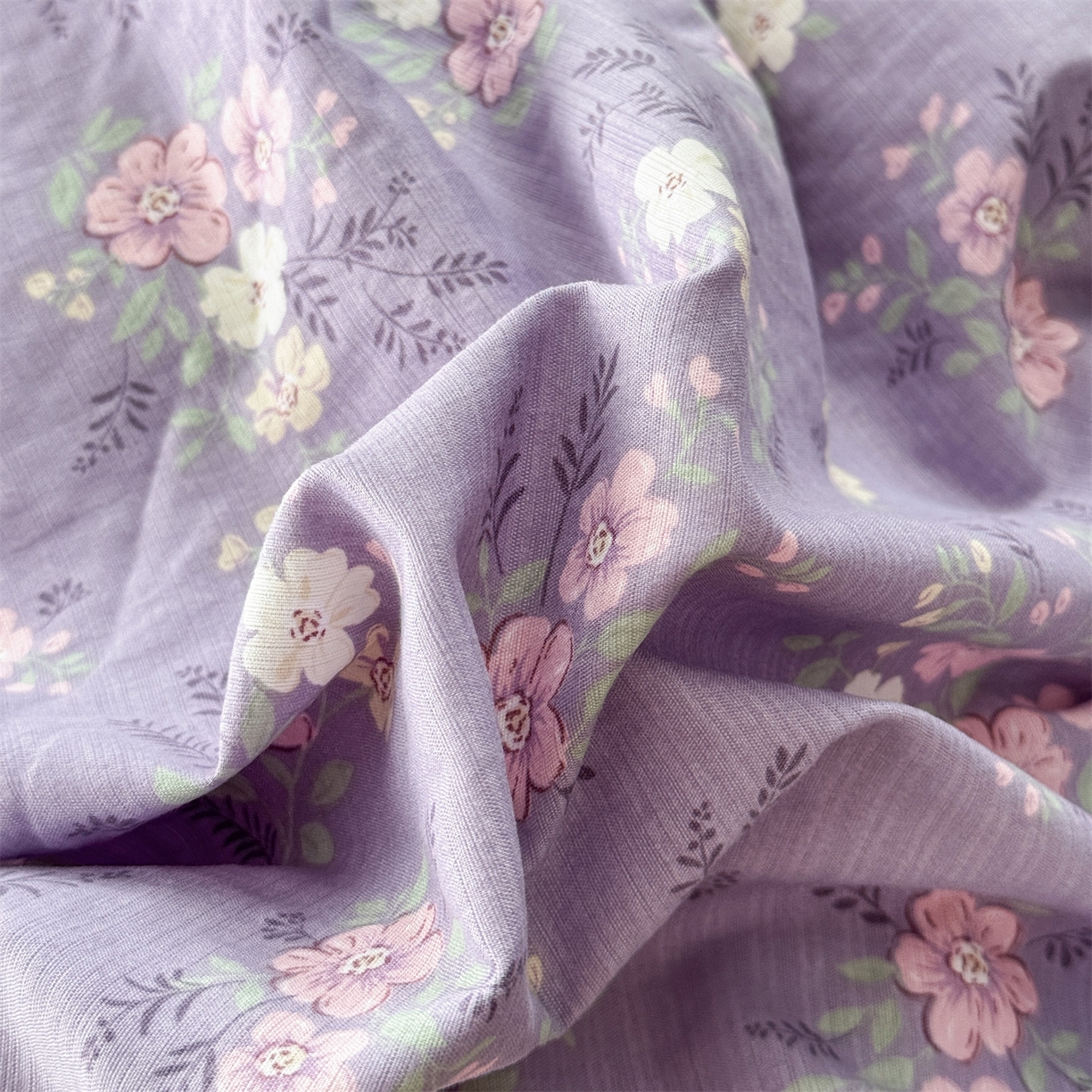 91家纺网 家纺一手货源 找家纺 多品家纺 2025新款超柔云感双层纱四件套 紫烟