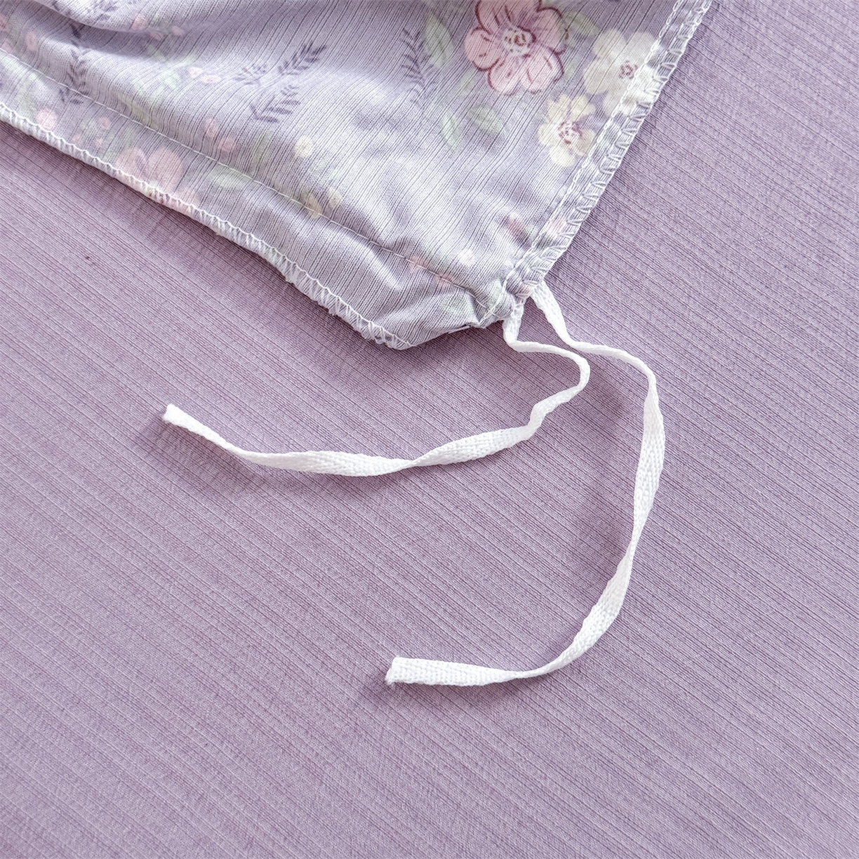 91家纺网 家纺一手货源 找家纺 多品家纺 2025新款超柔云感双层纱四件套 紫烟