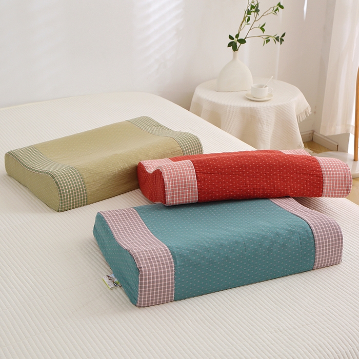 91家纺网 家纺一手货源 找家纺 （总）四川牛皮席 2025新款全棉纯棉双层纱乳胶枕 枕头枕芯