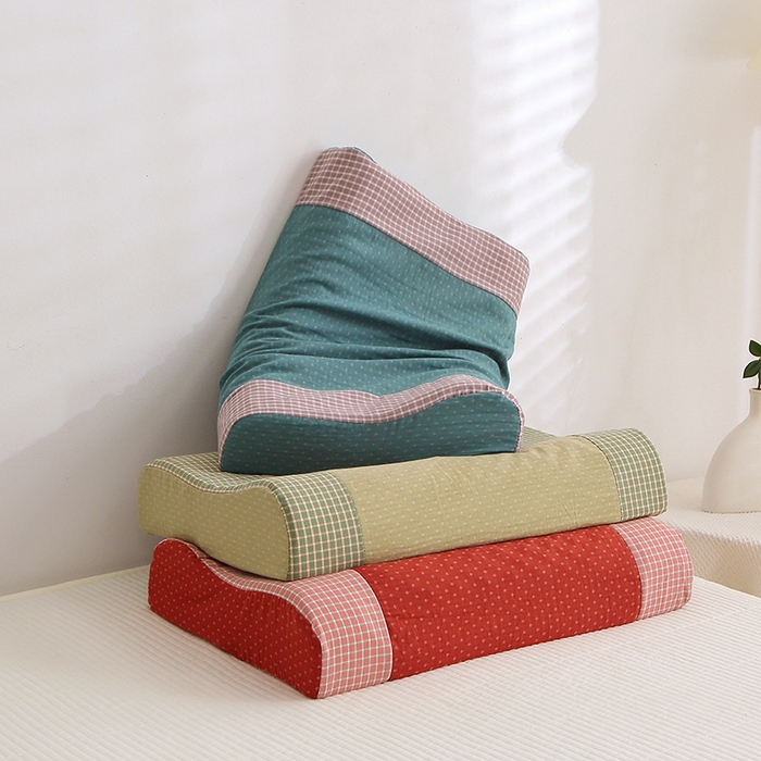 91家纺网 家纺一手货源 找家纺 （总）四川牛皮席 2025新款全棉纯棉双层纱乳胶枕 枕头枕芯