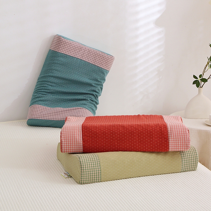 91家纺网 家纺一手货源 找家纺 （总）四川牛皮席 2025新款全棉纯棉双层纱乳胶枕 枕头枕芯