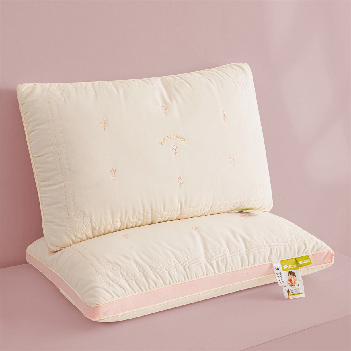 91家纺网 家纺一手货源 找家纺 （总）麦肯锡2025新款绣花羽丝绒枕枕头枕芯