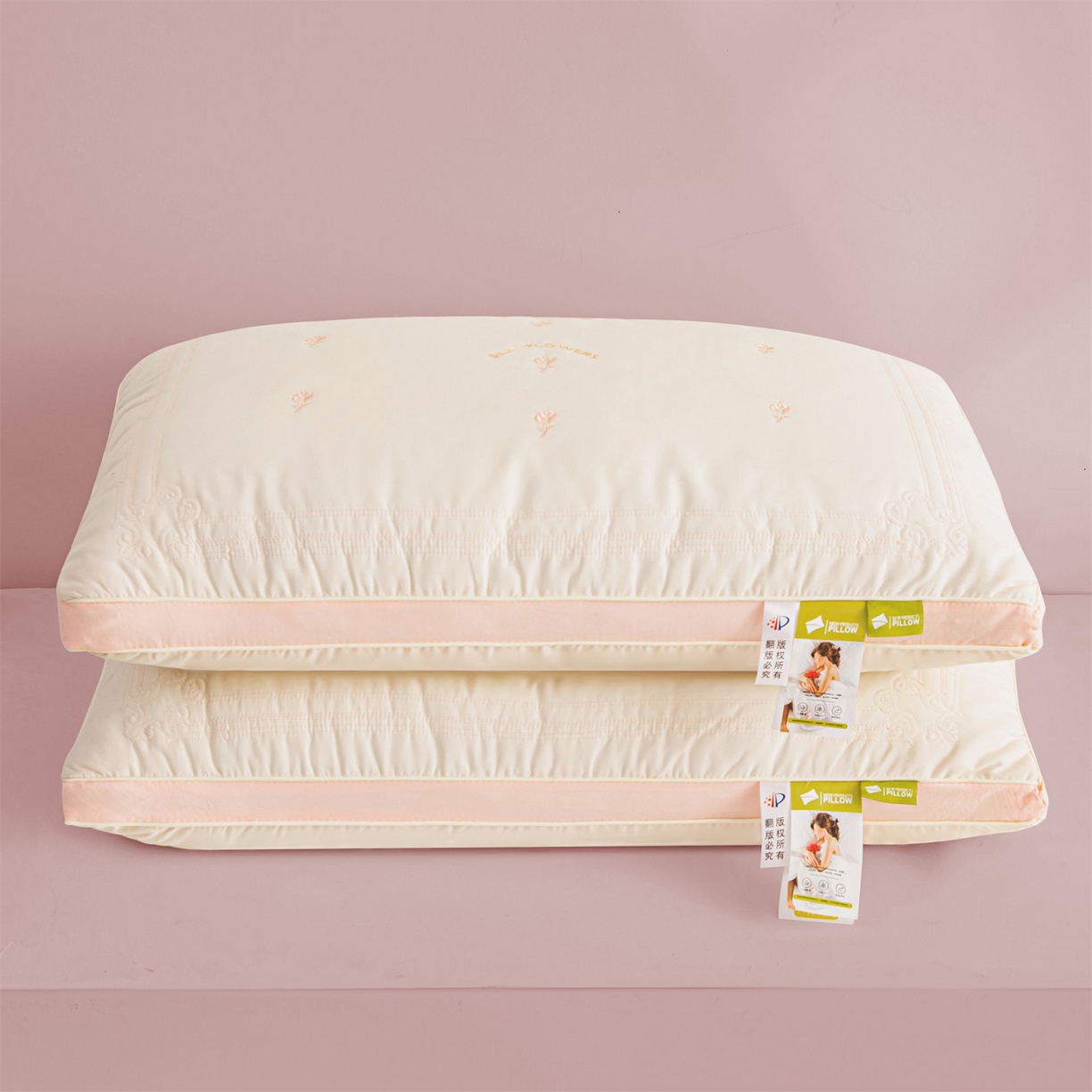 91家纺网 家纺一手货源 找家纺 （总）麦肯锡2025新款绣花羽丝绒枕枕头枕芯