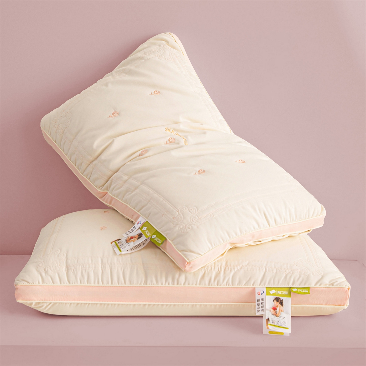 91家纺网 家纺一手货源 找家纺 （总）麦肯锡2025新款绣花羽丝绒枕枕头枕芯