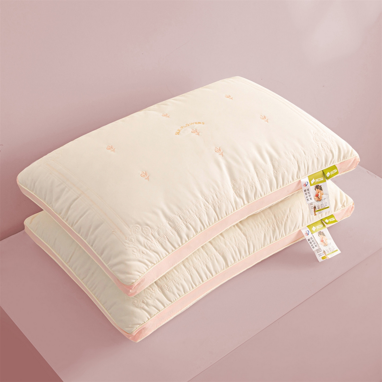 91家纺网 家纺一手货源 找家纺 （总）麦肯锡2025新款绣花羽丝绒枕枕头枕芯