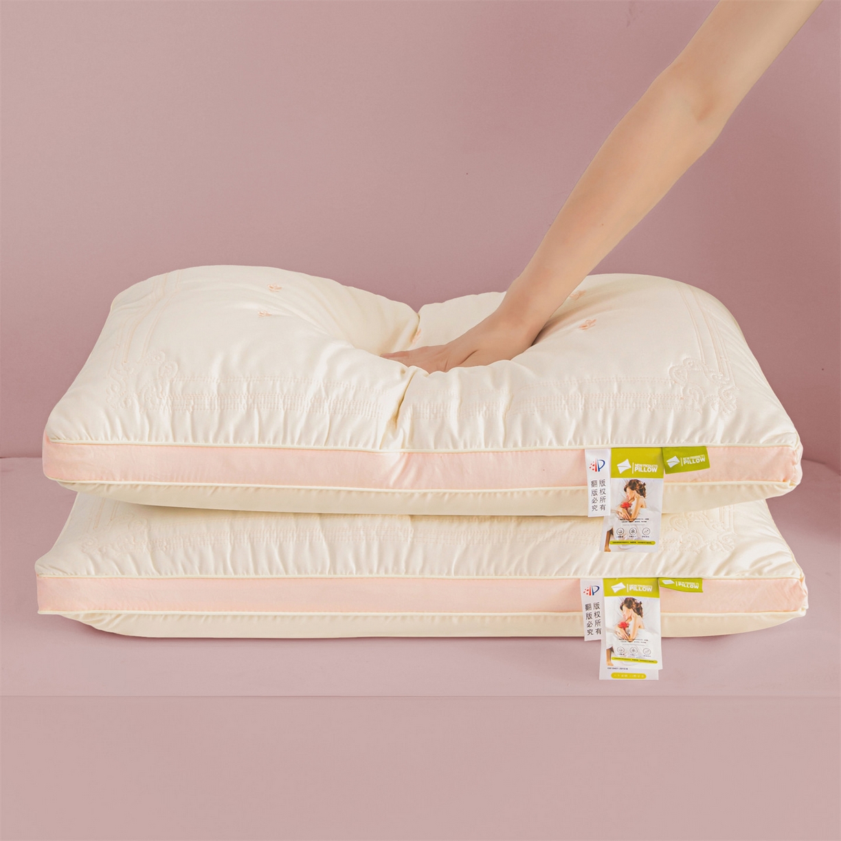 91家纺网 家纺一手货源 找家纺 （总）麦肯锡2025新款绣花羽丝绒枕枕头枕芯