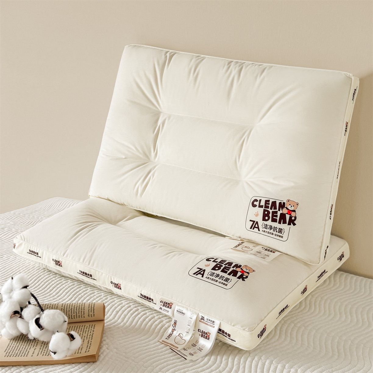 91家纺网 家纺一手货源 找家纺 （总）麦肯锡 2025新款7A抗菌小熊亲子枕枕头枕芯