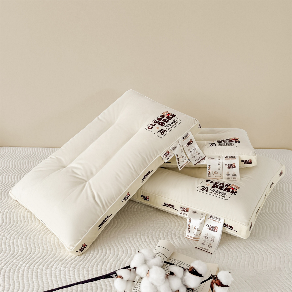 91家纺网 家纺一手货源 找家纺 （总）麦肯锡 2025新款7A抗菌小熊亲子枕枕头枕芯