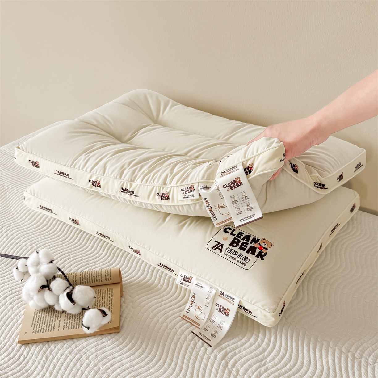 91家纺网 家纺一手货源 找家纺 （总）麦肯锡 2025新款7A抗菌小熊亲子枕枕头枕芯