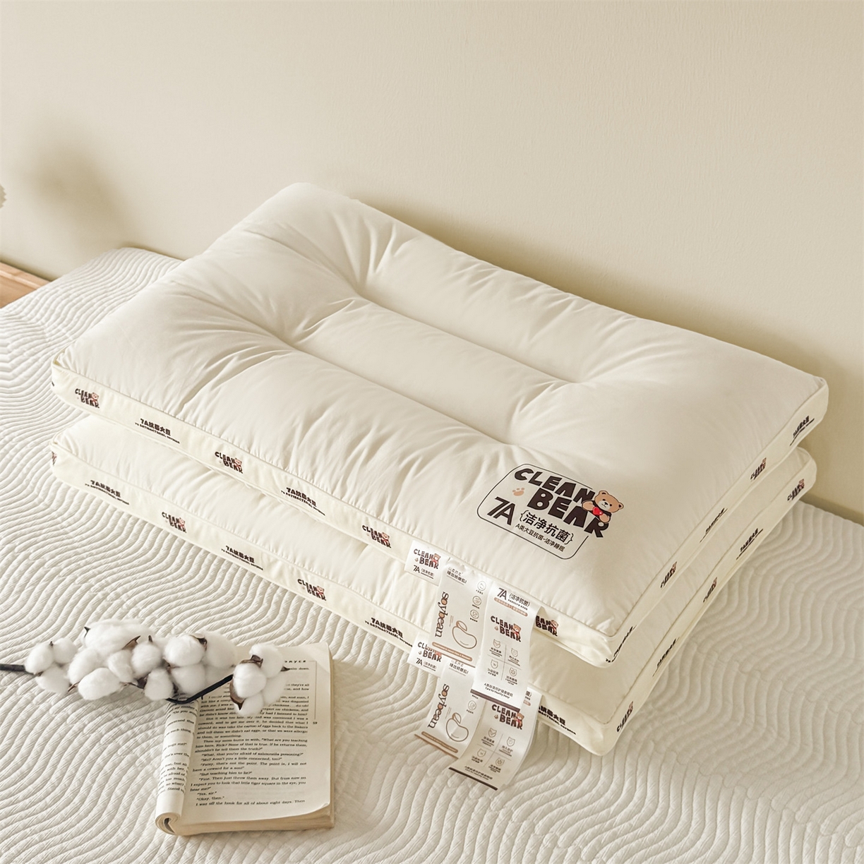 91家纺网 家纺一手货源 找家纺 （总）麦肯锡 2025新款7A抗菌小熊亲子枕枕头枕芯