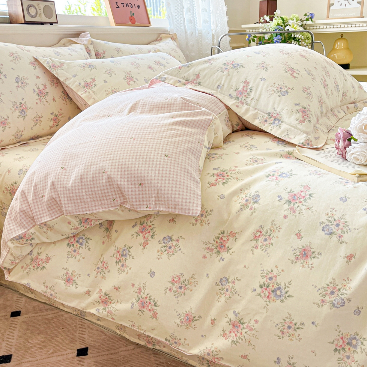 91家纺网 家纺一手货源 找家纺 花梦欣 2025新款全棉印花单品系列-四件套 欧风花影