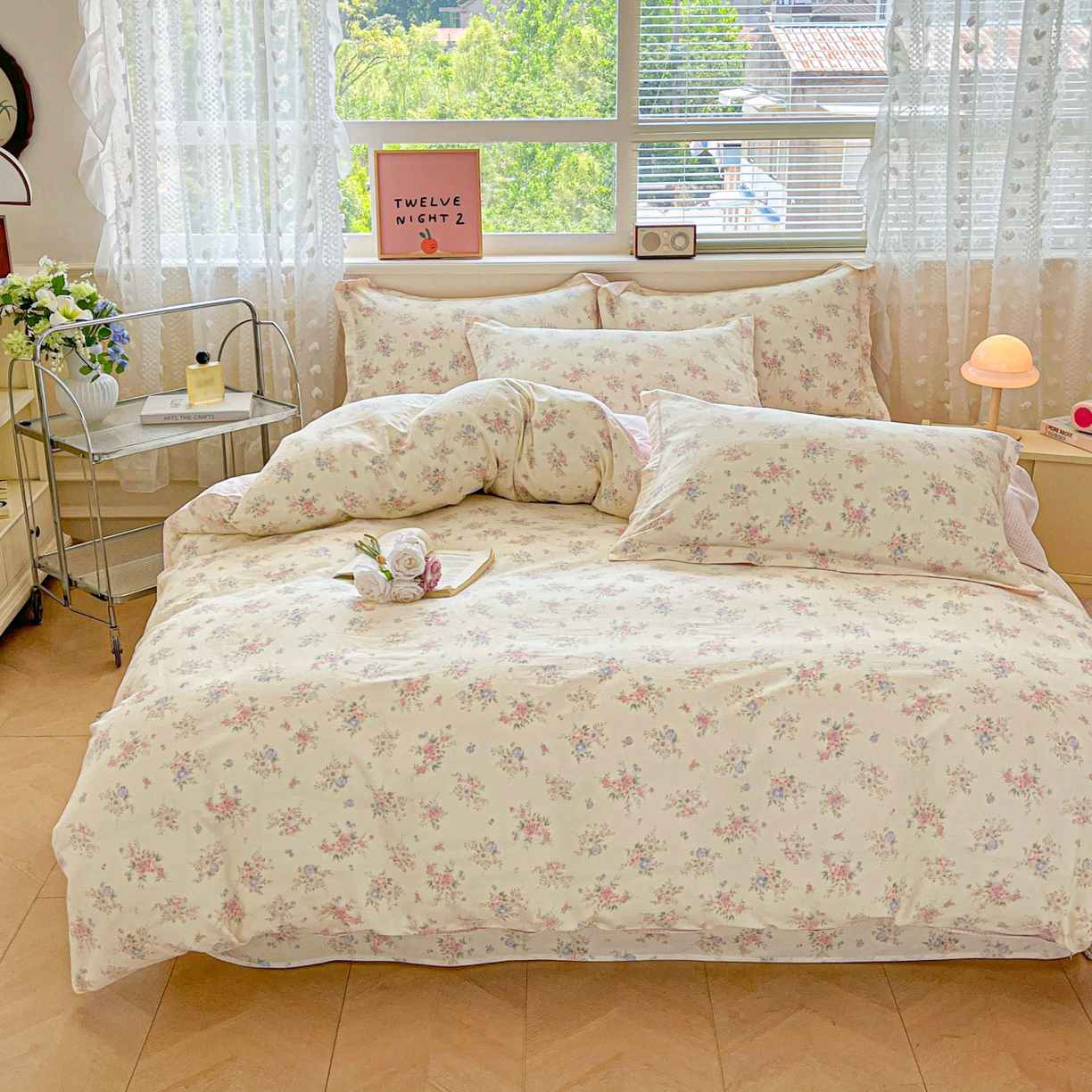 91家纺网 家纺一手货源 找家纺 花梦欣 2025新款全棉印花单品系列-四件套 欧风花影