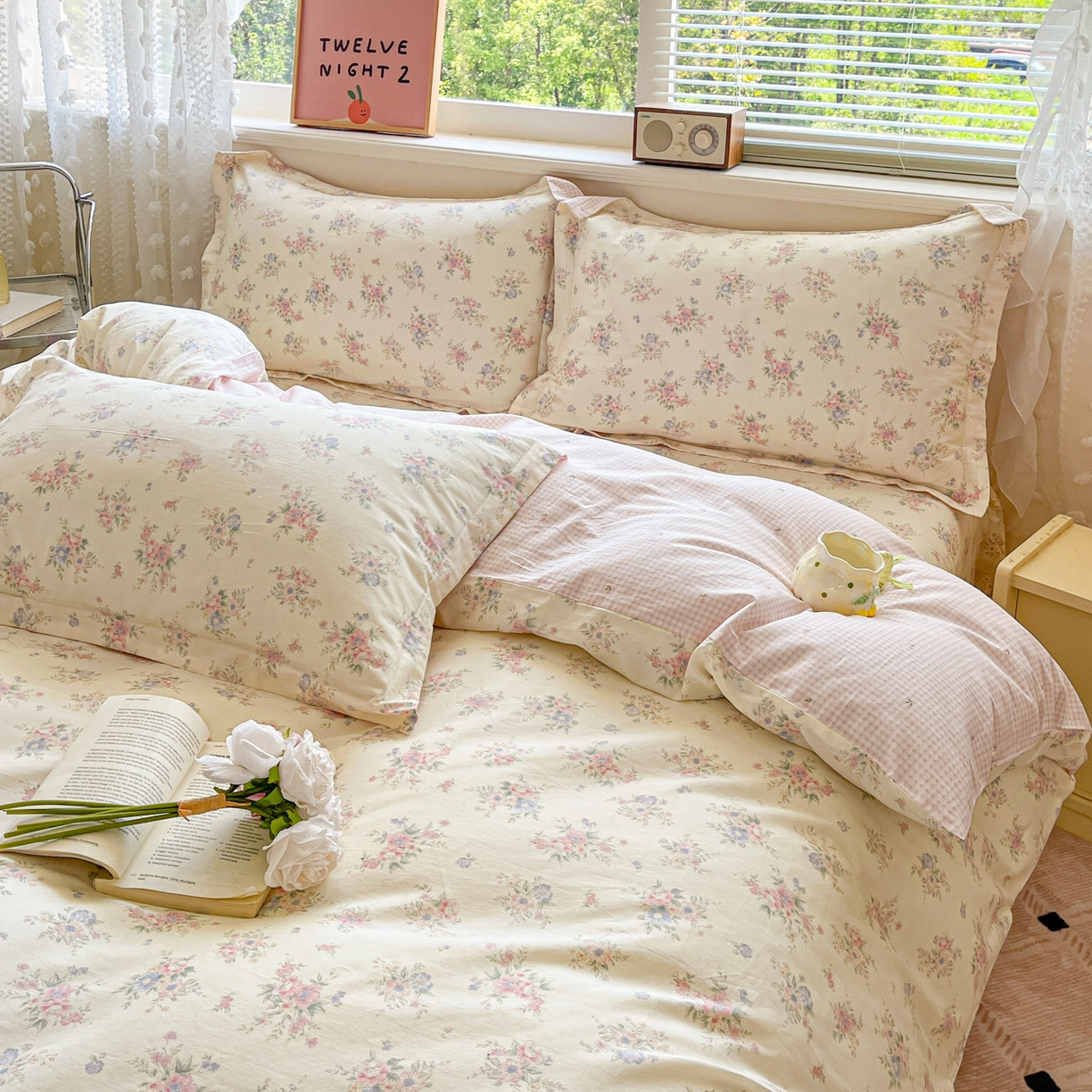 91家纺网 家纺一手货源 找家纺 花梦欣 2025新款全棉印花单品系列-四件套 欧风花影