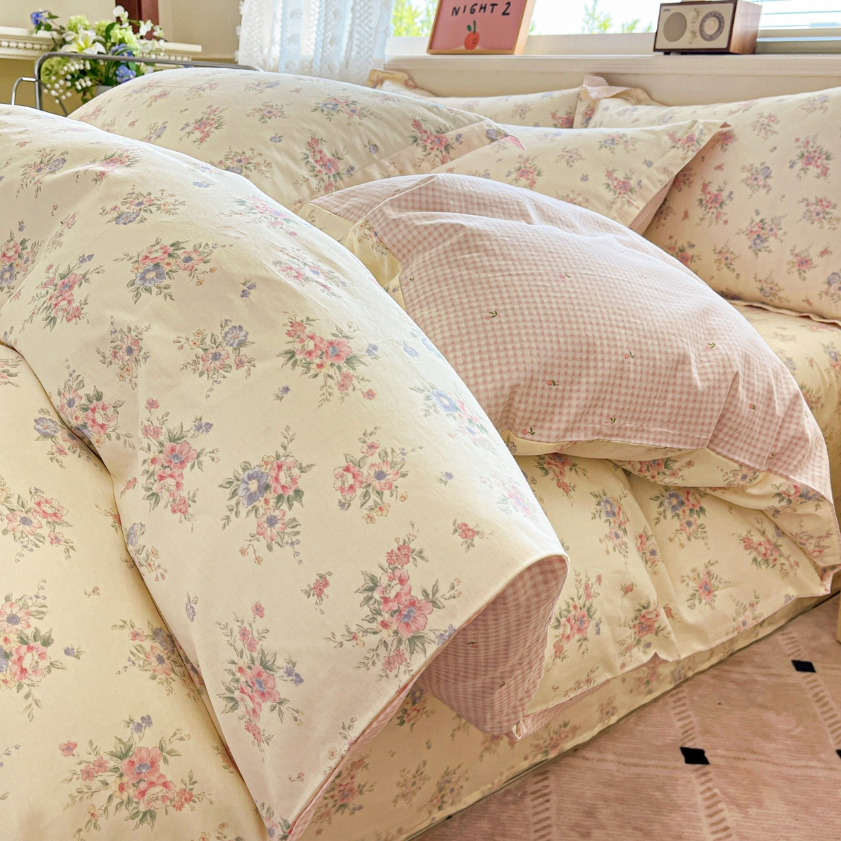 91家纺网 家纺一手货源 找家纺 花梦欣 2025新款全棉印花单品系列-四件套 欧风花影