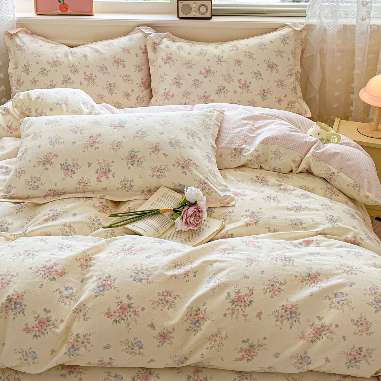 91家纺网 家纺一手货源 找家纺 花梦欣 2025新款全棉印花单品系列-四件套 欧风花影