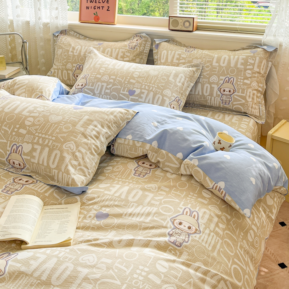 91家纺网 家纺一手货源 找家纺 花梦欣 2025新款全棉印花单品系列-四件套 拉布兔兔