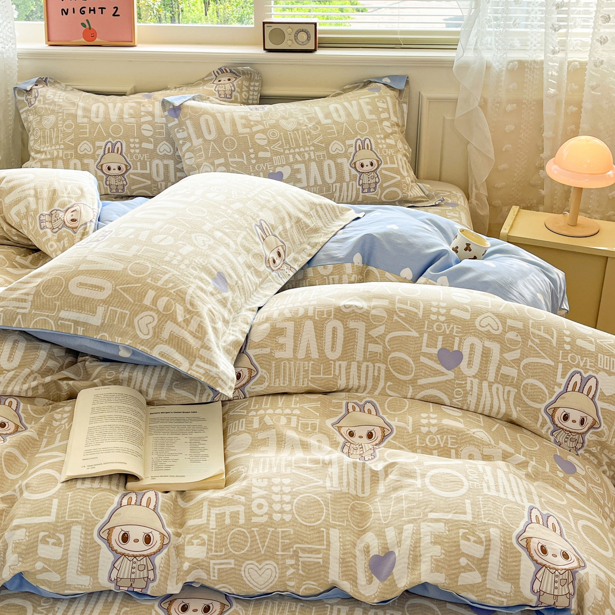 91家纺网 家纺一手货源 找家纺 花梦欣 2025新款全棉印花单品系列-四件套 拉布兔兔