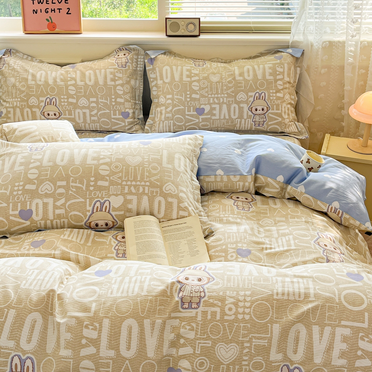 91家纺网 家纺一手货源 找家纺 花梦欣 2025新款全棉印花单品系列-四件套 拉布兔兔