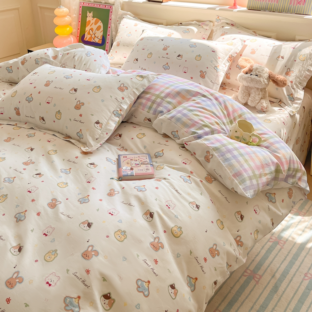 91家纺网 家纺一手货源 找家纺 花梦欣 2025新款全棉印花单品系列-四件套 萌宠国度