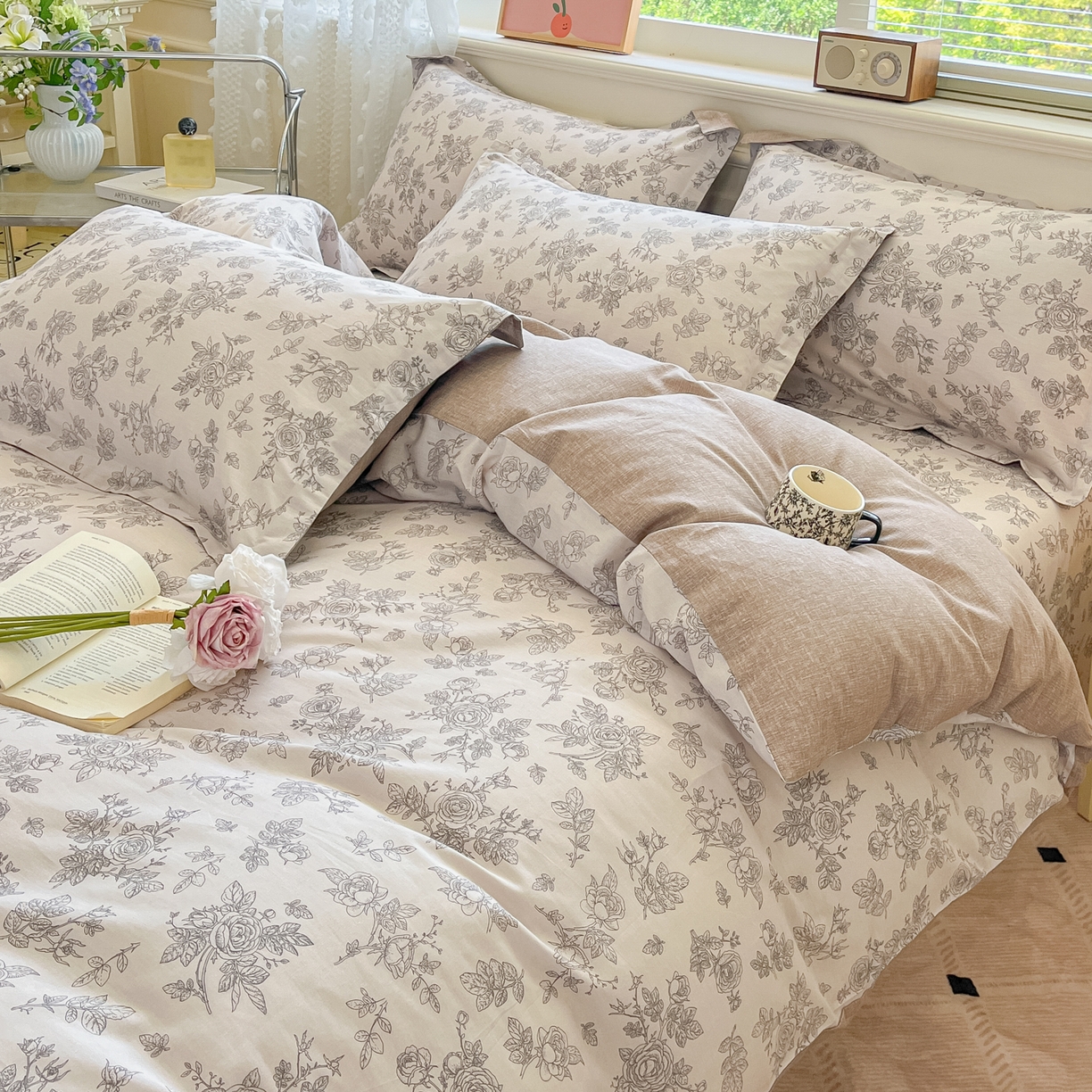 91家纺网 家纺一手货源 找家纺 花梦欣 2025新款全棉印花单品系列-四件套 摩菲