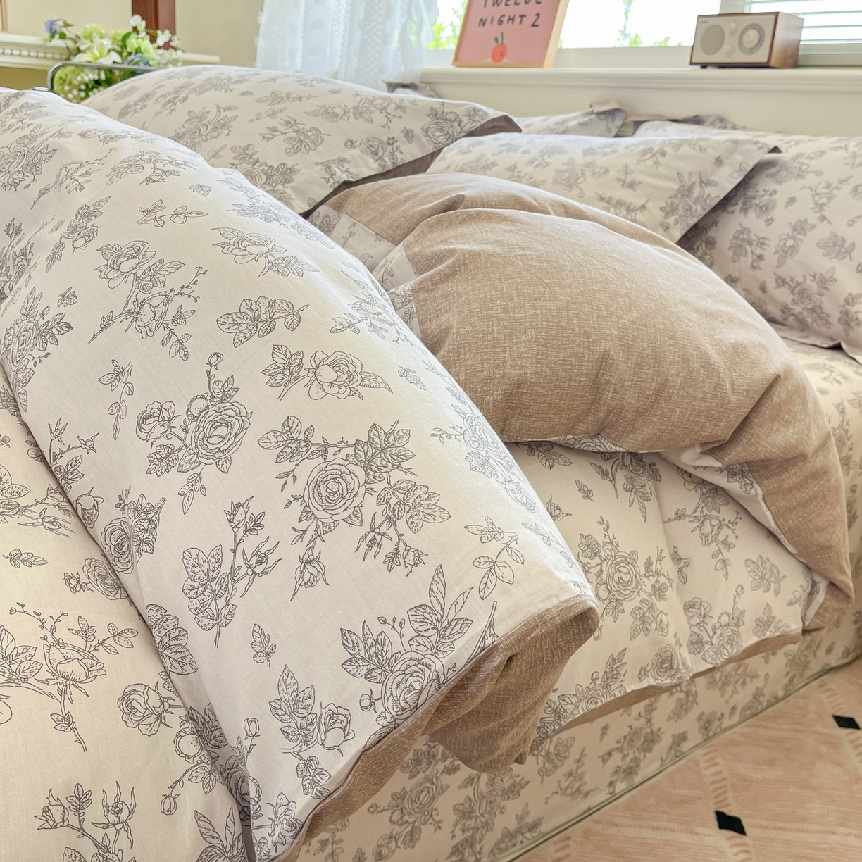 91家纺网 家纺一手货源 找家纺 花梦欣 2025新款全棉印花单品系列-四件套 摩菲