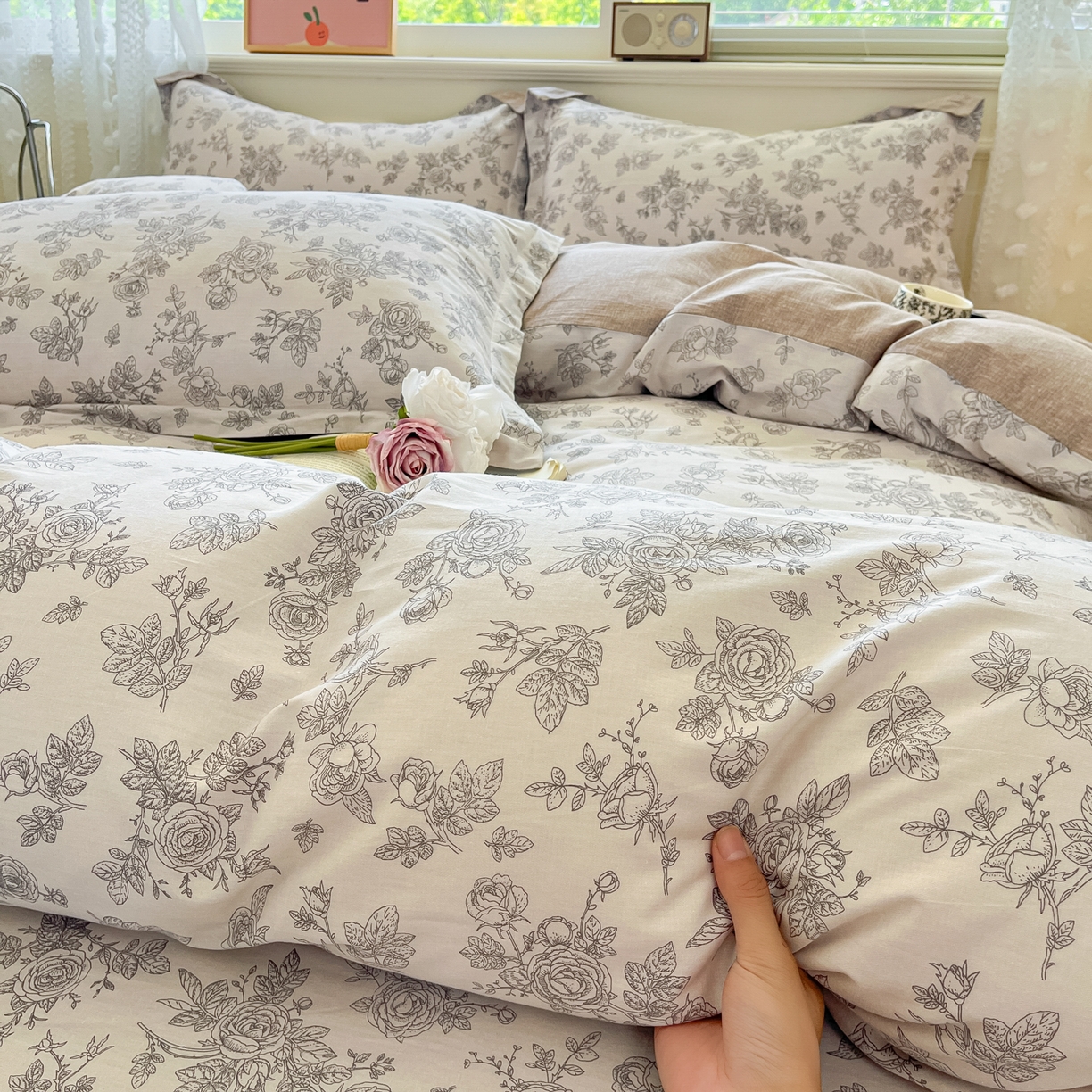 91家纺网 家纺一手货源 找家纺 花梦欣 2025新款全棉印花单品系列-四件套 摩菲