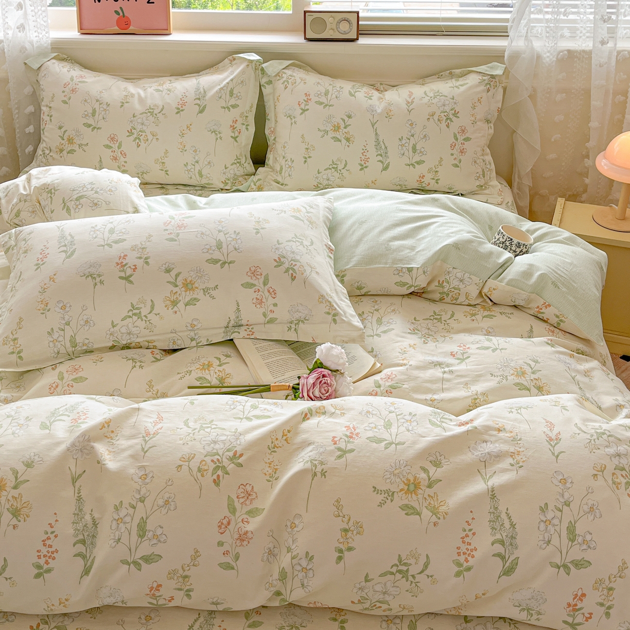 91家纺网 家纺一手货源 找家纺 花梦欣 2025新款全棉印花单品系列-四件套 暖樱之舞