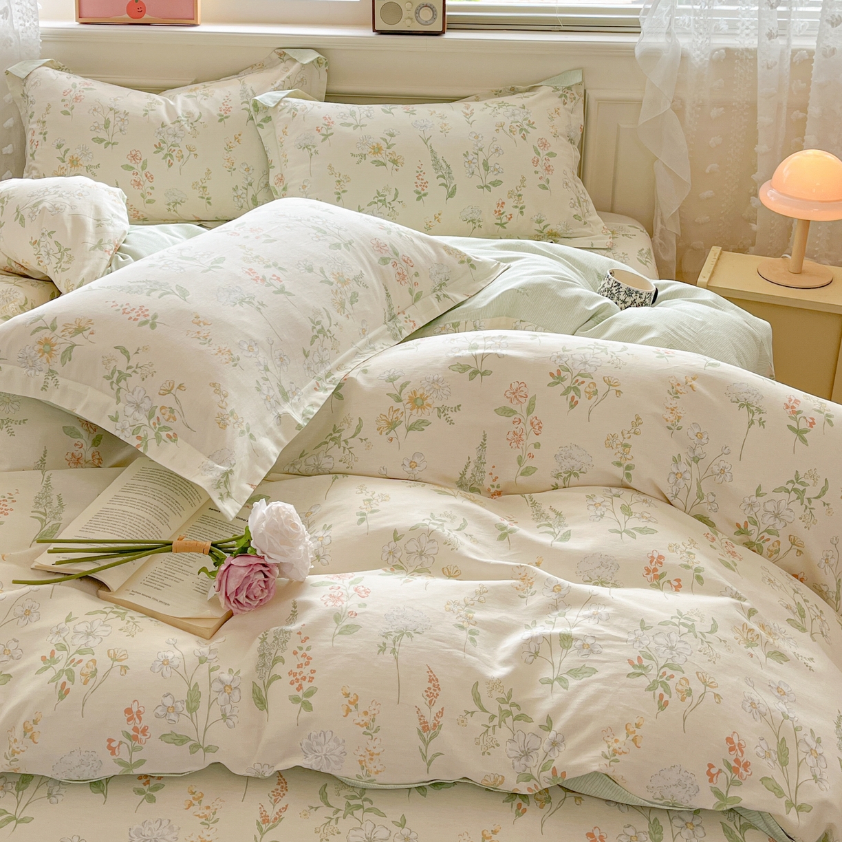 91家纺网 家纺一手货源 找家纺 花梦欣 2025新款全棉印花单品系列-四件套 暖樱之舞