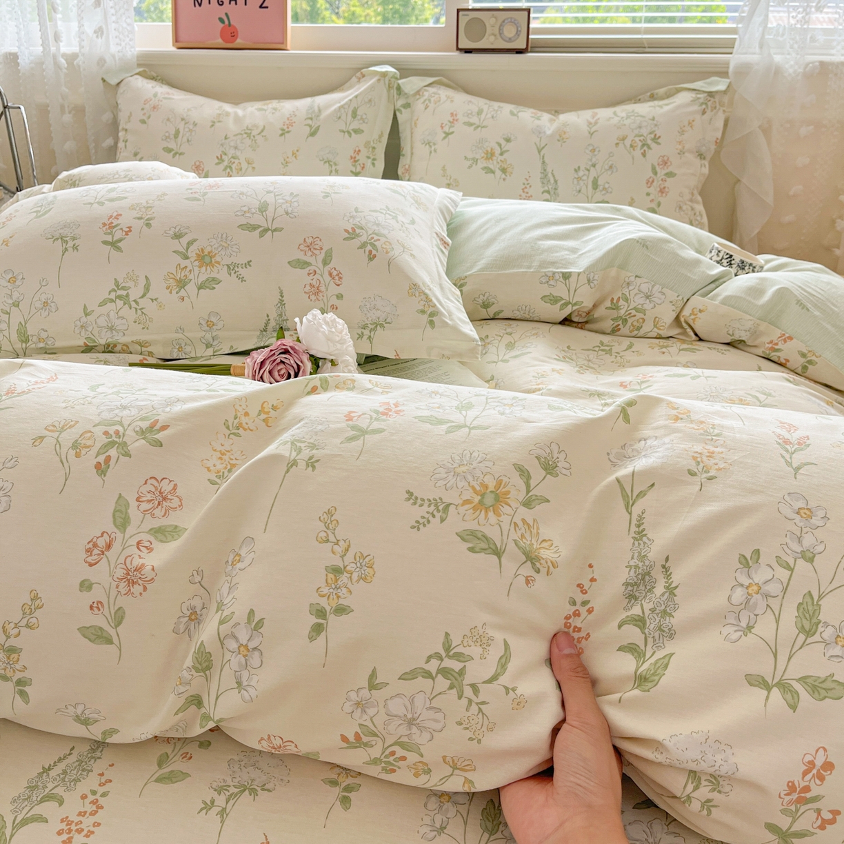 91家纺网 家纺一手货源 找家纺 花梦欣 2025新款全棉印花单品系列-四件套 暖樱之舞