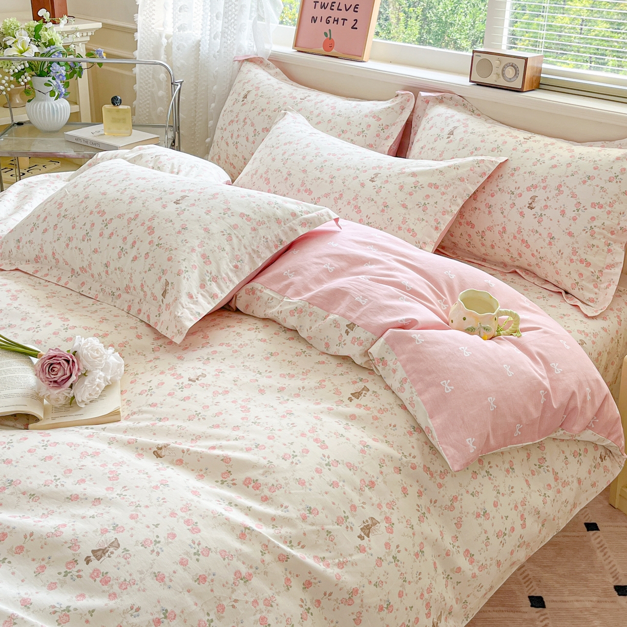 91家纺网 家纺一手货源 找家纺 花梦欣 2025新款全棉印花单品系列-四件套 花中仙子