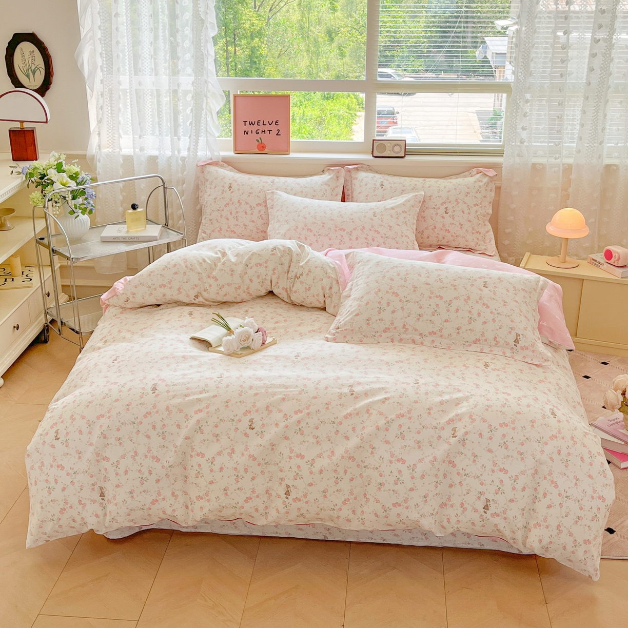 91家纺网 家纺一手货源 找家纺 花梦欣 2025新款全棉印花单品系列-四件套 花中仙子