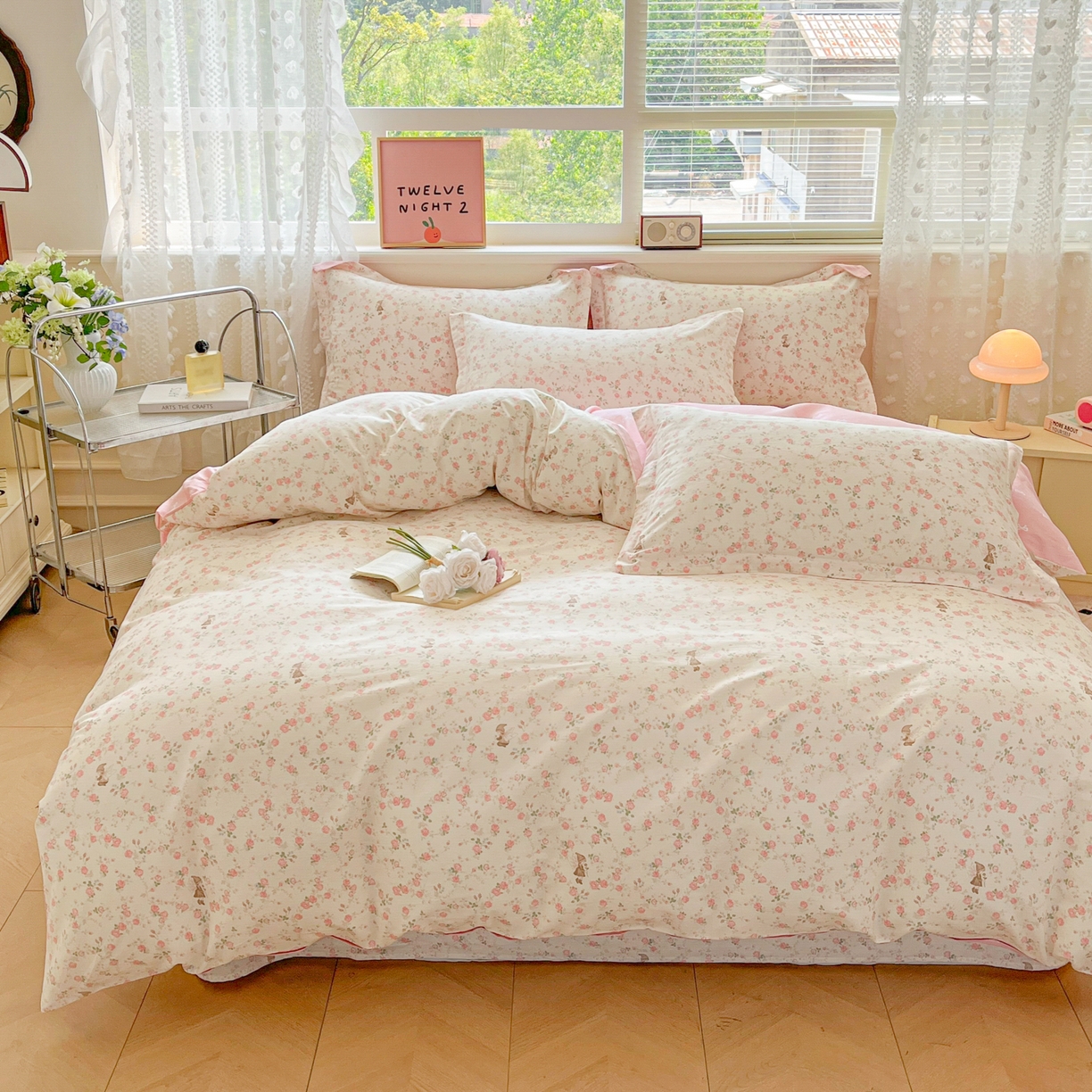 91家纺网 家纺一手货源 找家纺 花梦欣 2025新款全棉印花单品系列-四件套 花中仙子