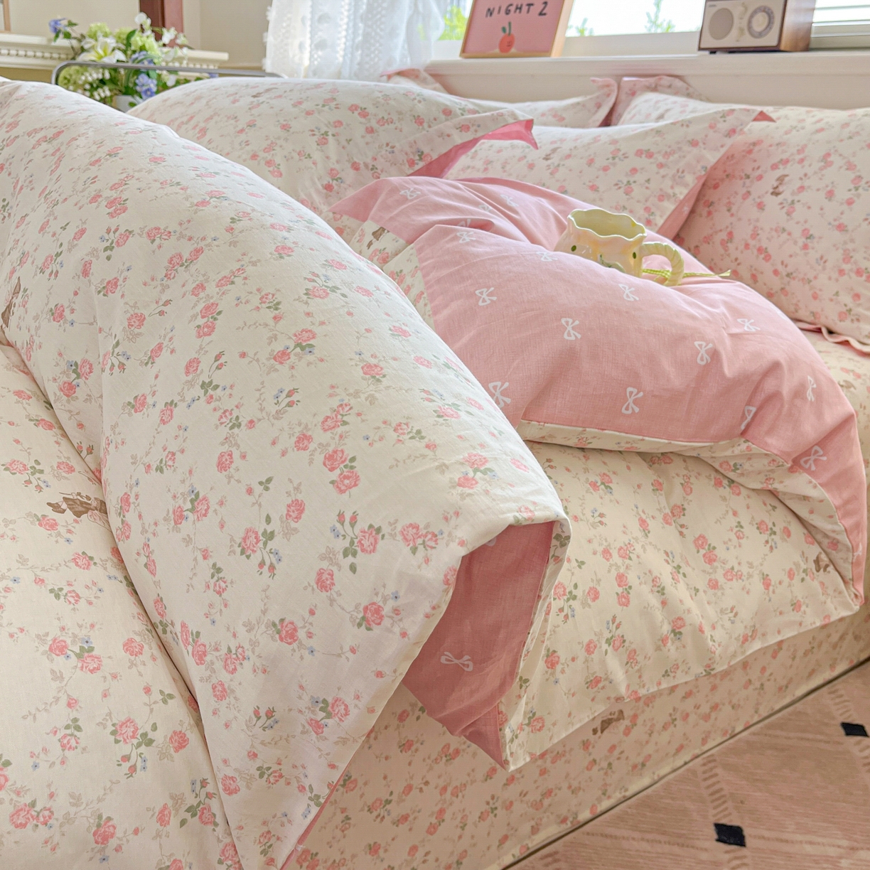 91家纺网 家纺一手货源 找家纺 花梦欣 2025新款全棉印花单品系列-四件套 花中仙子