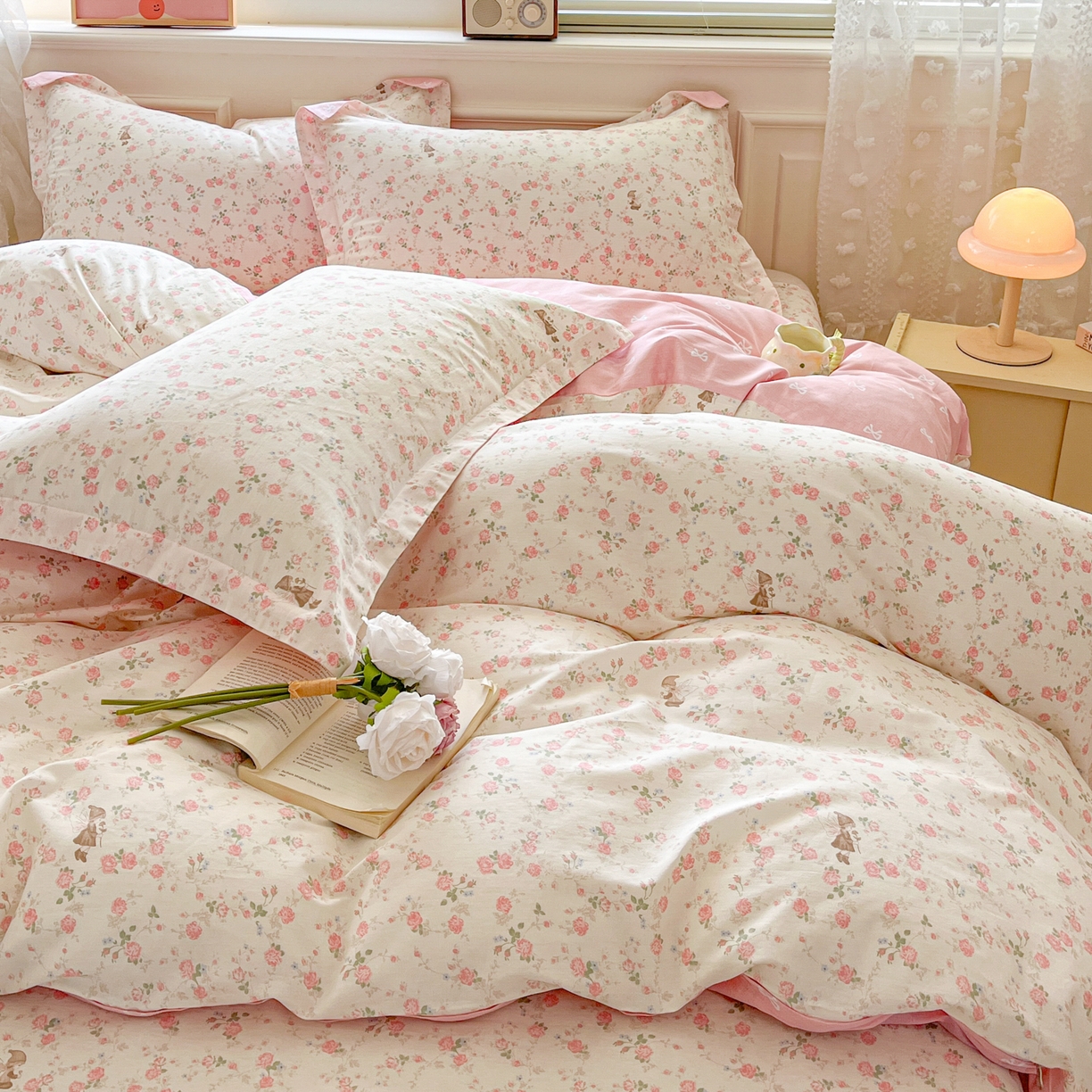 91家纺网 家纺一手货源 找家纺 花梦欣 2025新款全棉印花单品系列-四件套 花中仙子