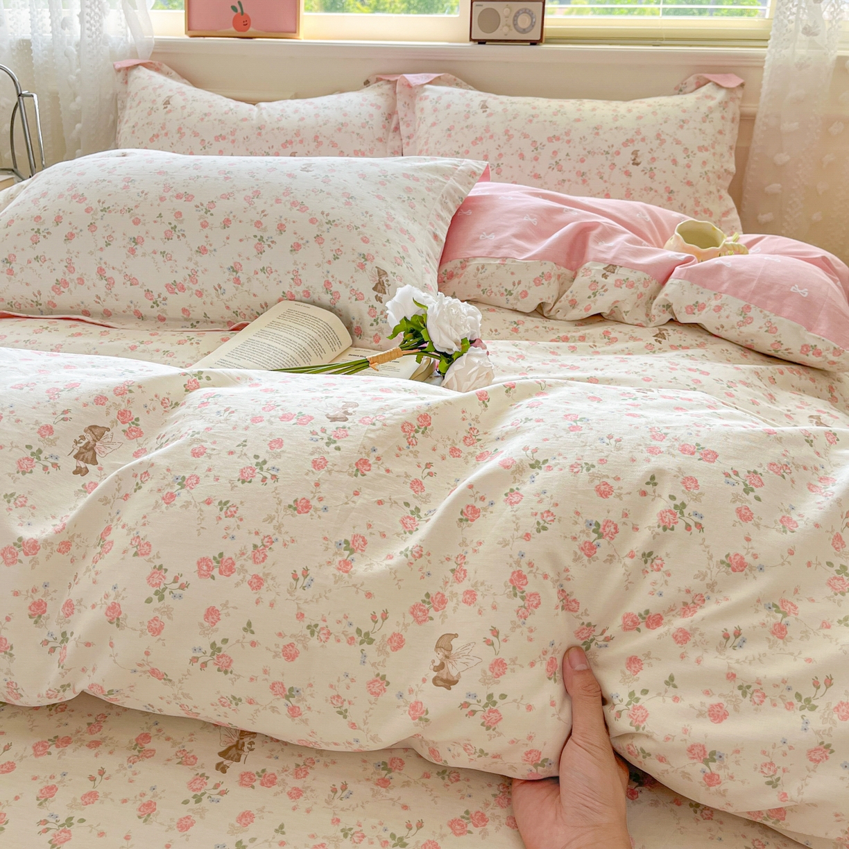 91家纺网 家纺一手货源 找家纺 花梦欣 2025新款全棉印花单品系列-四件套 花中仙子