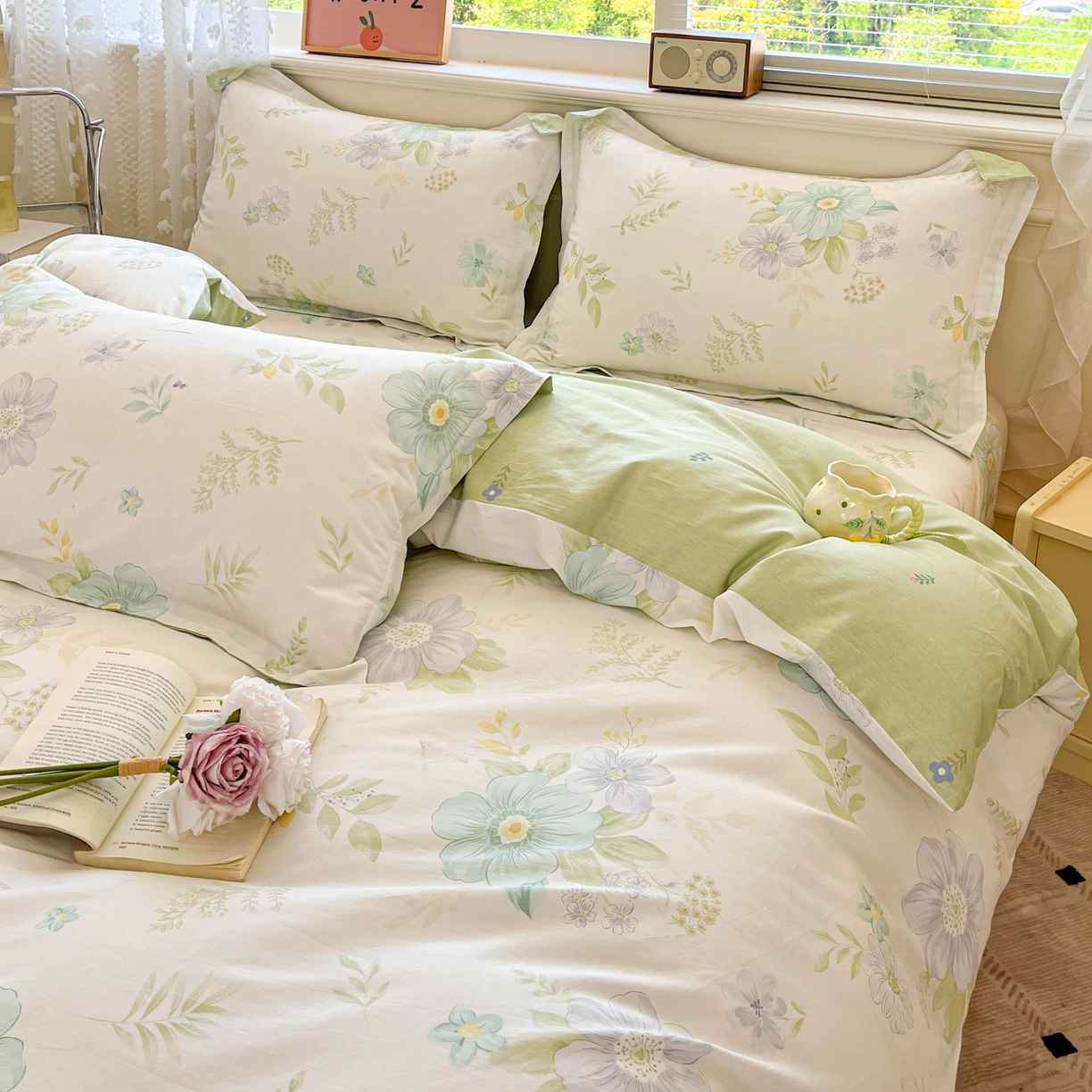 91家纺网 家纺一手货源 找家纺 花梦欣 2025新款全棉印花单品系列-四件套 蝶舞恋曲