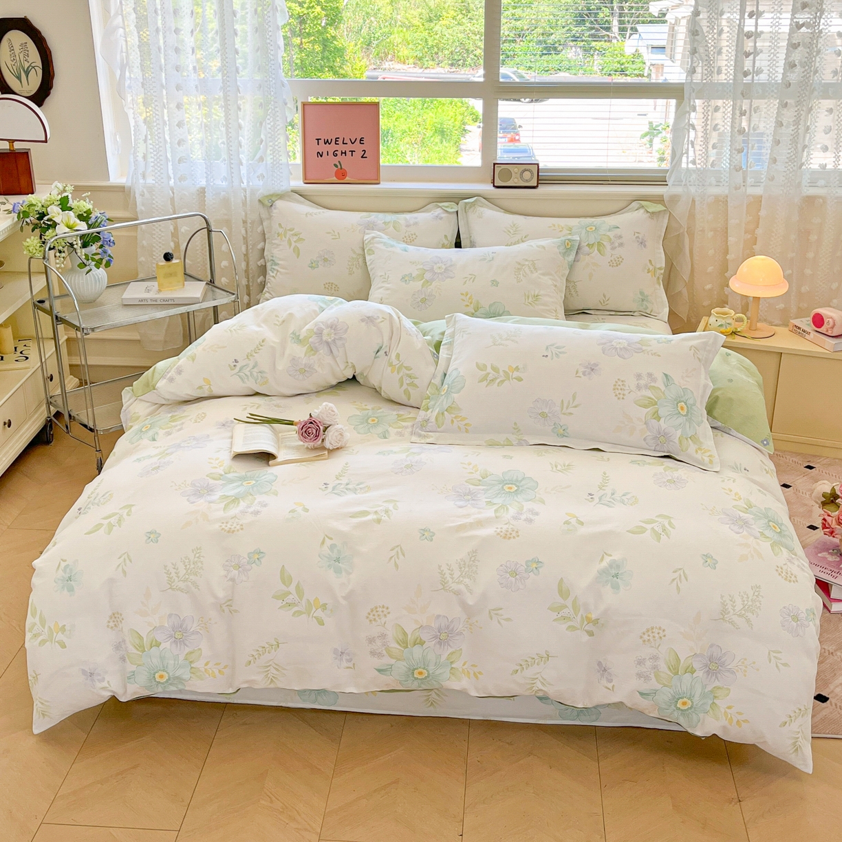 91家纺网 家纺一手货源 找家纺 花梦欣 2025新款全棉印花单品系列-四件套 蝶舞恋曲