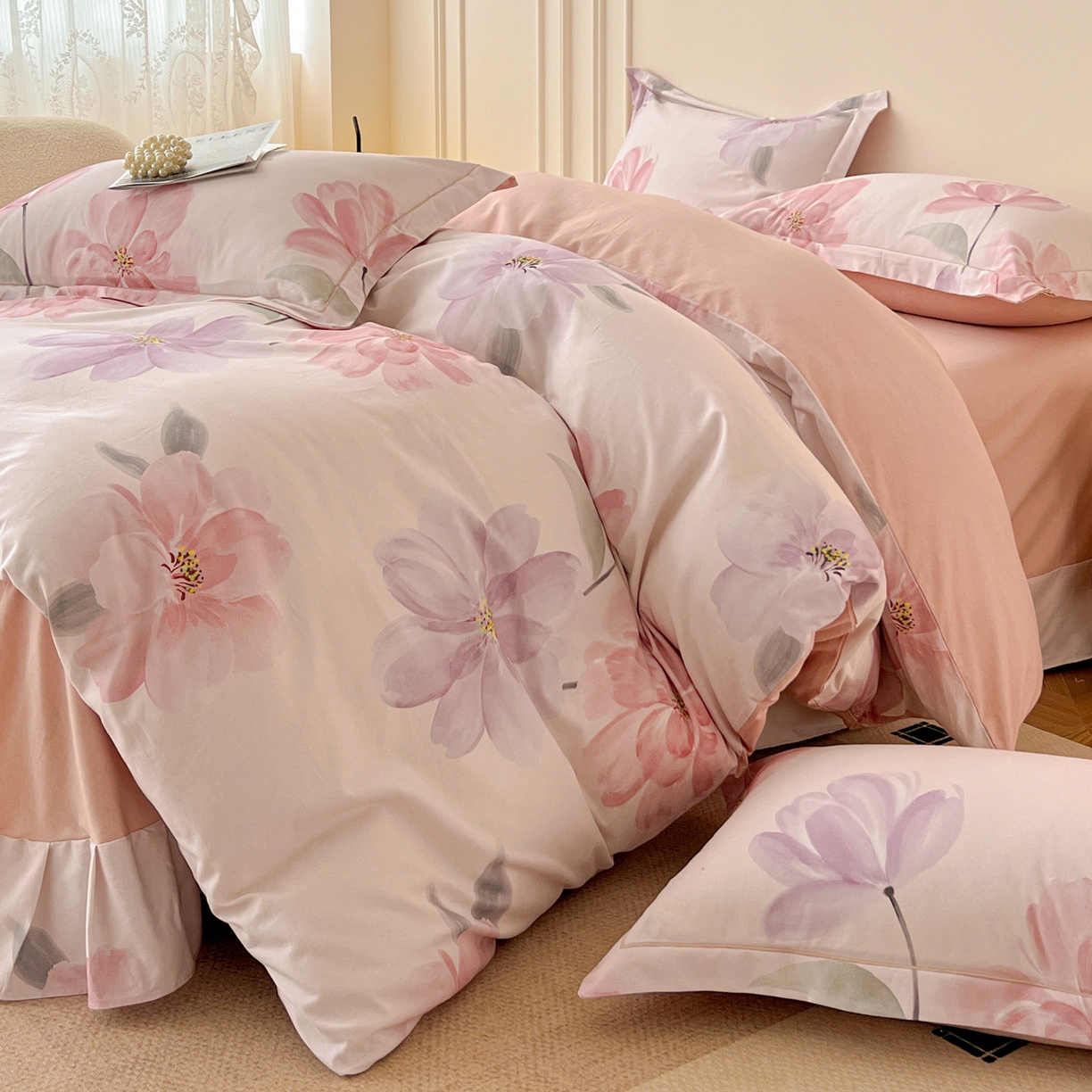 91家纺网 家纺一手货源 找家纺 朵希曼 2025新款全棉纯棉生态磨毛四件套